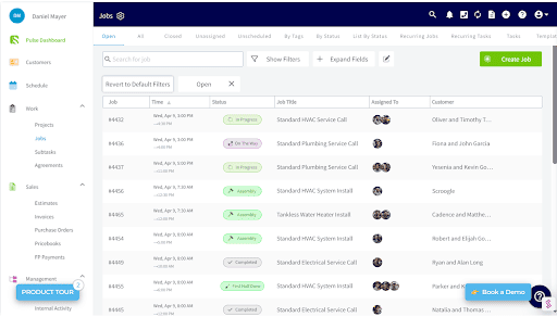 FieldPulse’s real-time dashboard view